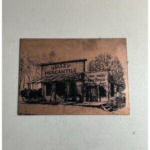 Valley Mercantile Vintage Numbered Copper Plate Etching by Lonny G. Davis
